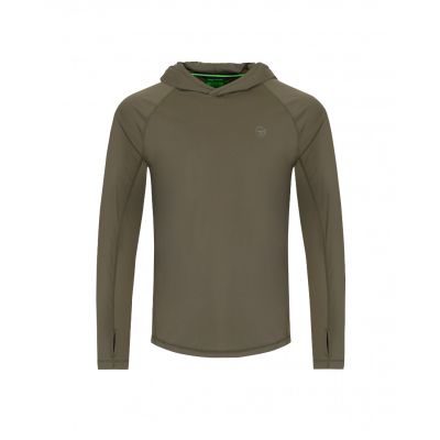 KORDA UPF HOODED TOP DARK KAHKI