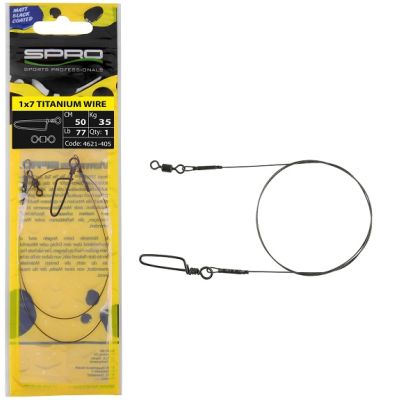 SPRO MATTE BLACK LEADER 1x7 TITANIUM WIRE 40cm 18kg