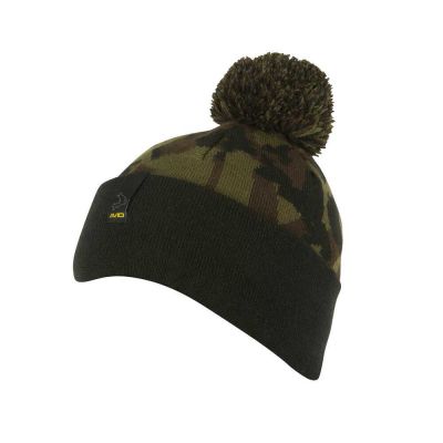 AVID CARP BLACK AND CAMO BOBBLE HAT