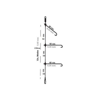 RAGOT FLUORO BOTTOM RIG 1/0 - 40/30 - 150cm