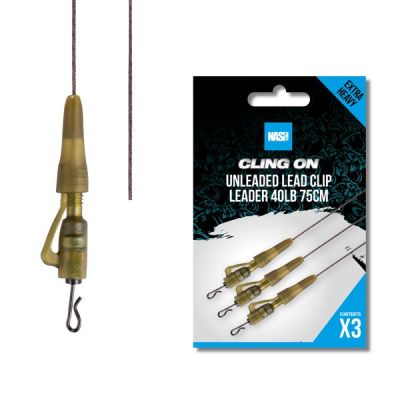 NASH CLING ON UNLEADED LEAD CLIP LEADER 75cm
