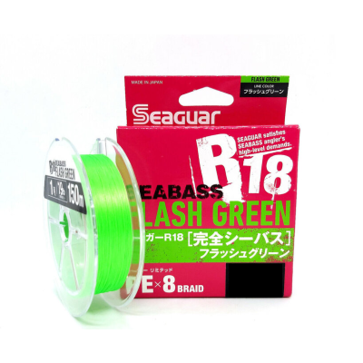 SEAGUAR PEx8 R-18 KANZEN SEABASS FLASH GREEN 150mt 0.185mm